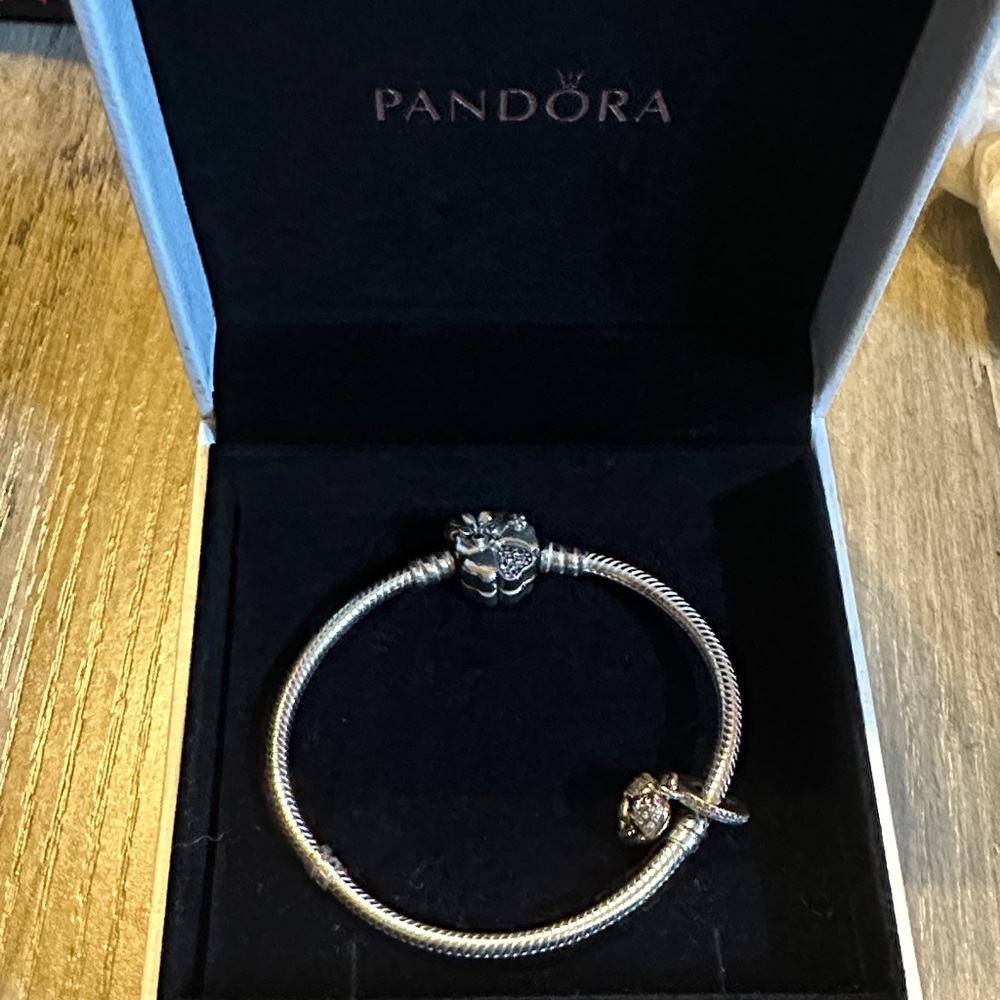 Pandora Silver Bracelet with Heart Charm